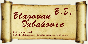 Blagovan Dubaković vizit kartica